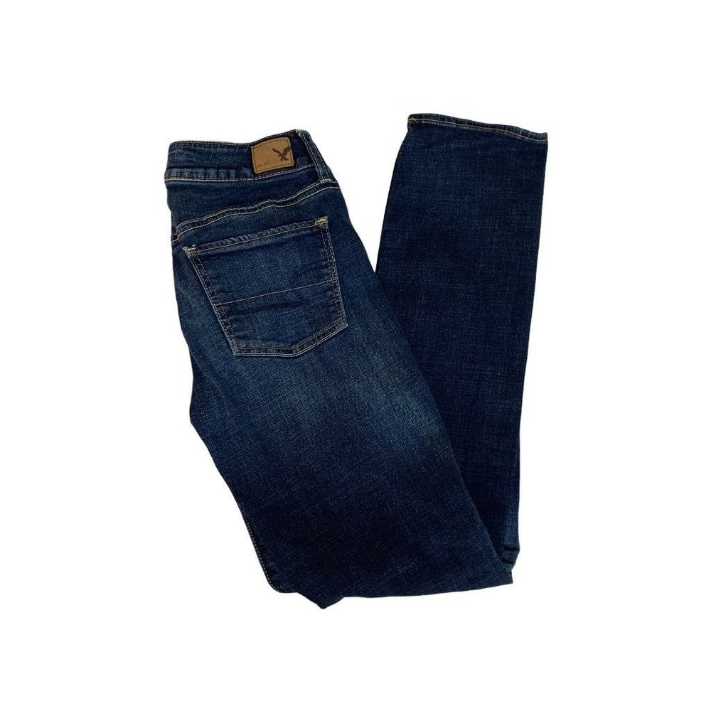 4 American Eagle Women's Jeans Straight Super Straight Denim - Picture 2 of 7